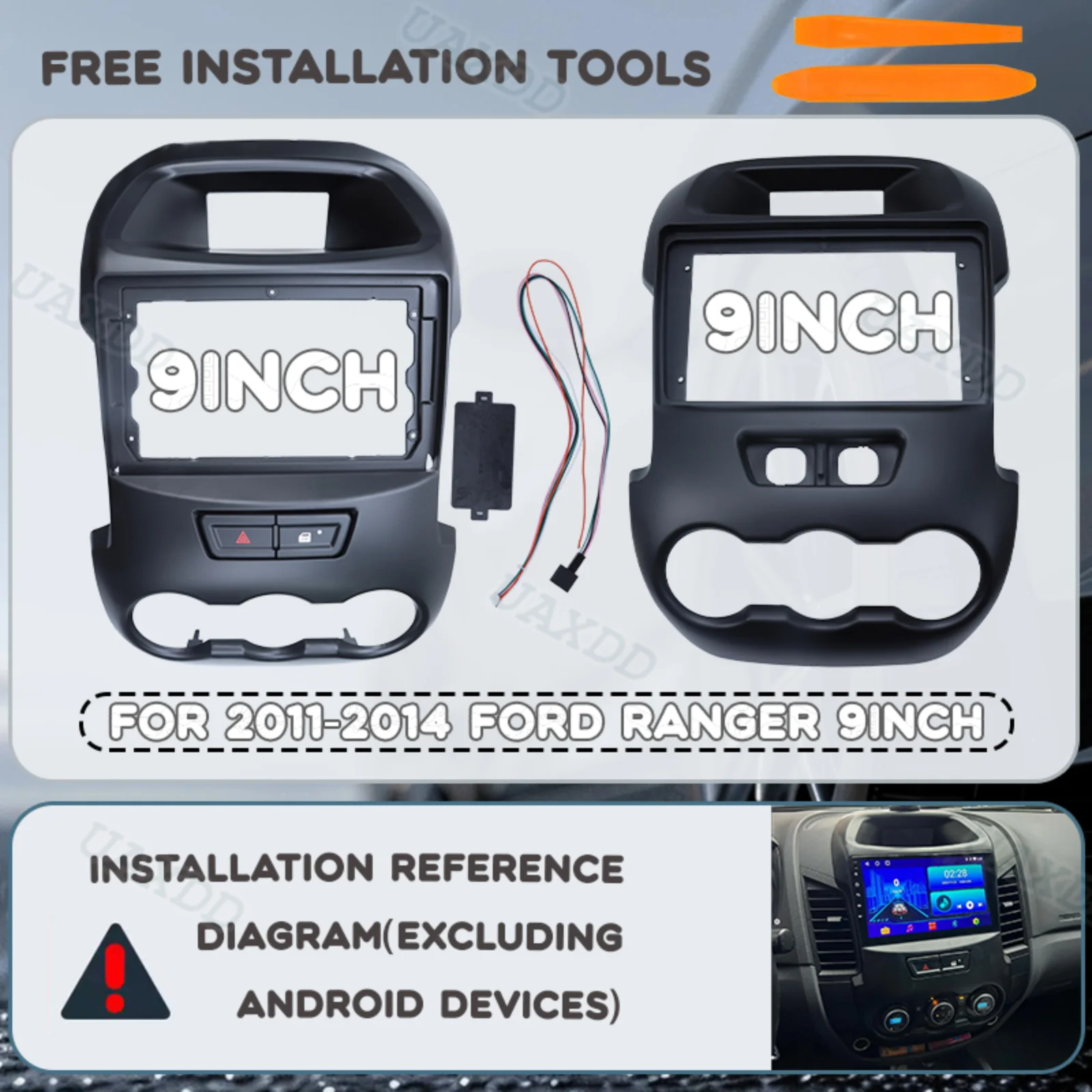 Automotive Center Console Plastic Accessories 2Din Car Interior For 2011-2014 Ford RANGER 9INCH Kit Panel Frame Fascia Dashboard