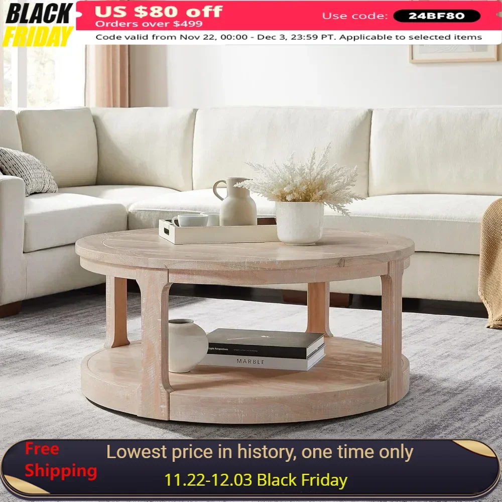 Coffee Table, Round End Tables 2 Tier Wood Tables Round Circle Coffee Table