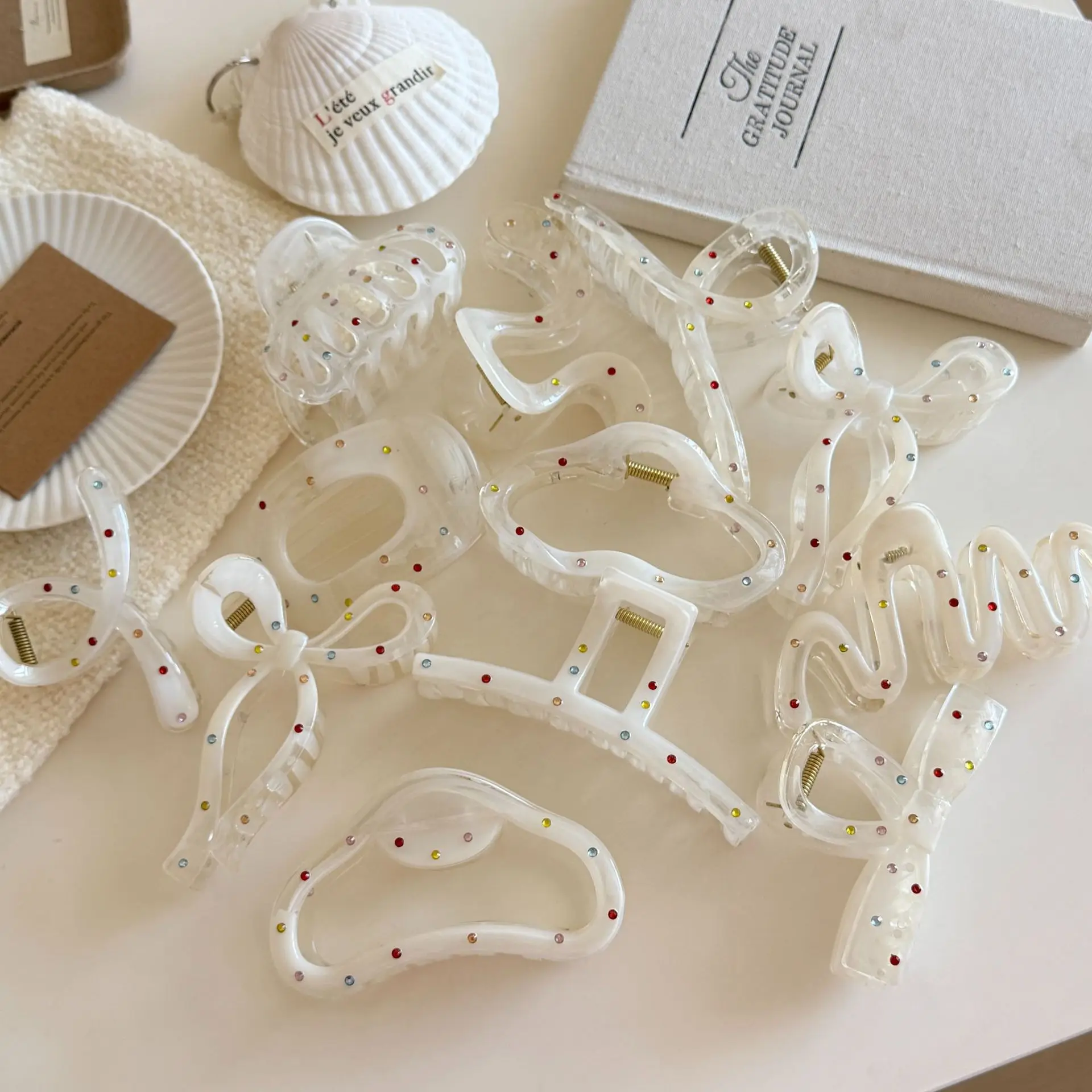 

France Style Large Women Senior Colorful Diamond Star Hair Claw Barrettes Girl Fashion Hair Clip Sweet Hair Accessories Headwear