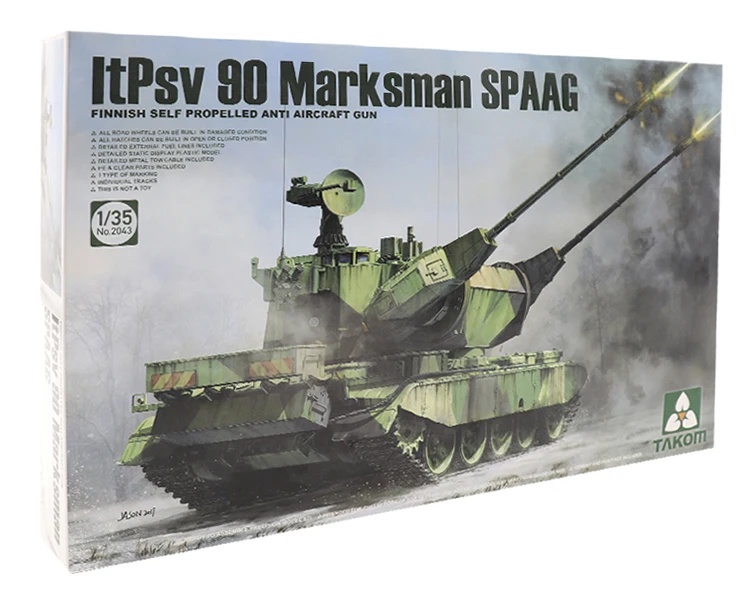 Takom 2043 1/35 ItPsv 90 Marksman Self-propelled anti-aircraft gun Military Hobby Toy Plastic Model Building Assembly Kit Gift