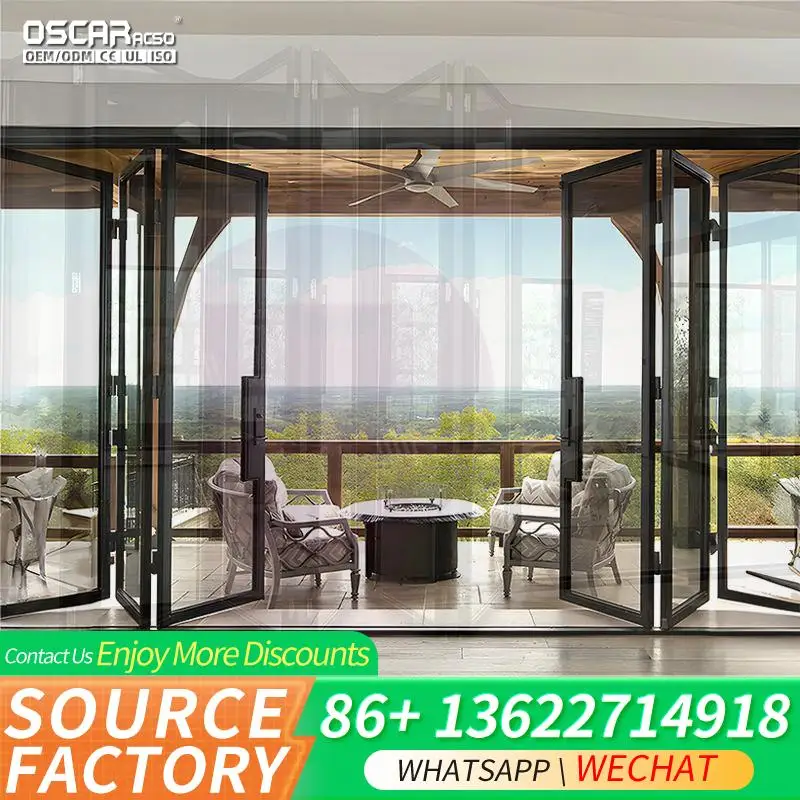 

Aluminum Glass Windows Bifold Folding Windows Thermal Break Foldable Graphic Design Glass Doors Home Office Store Decoration fol