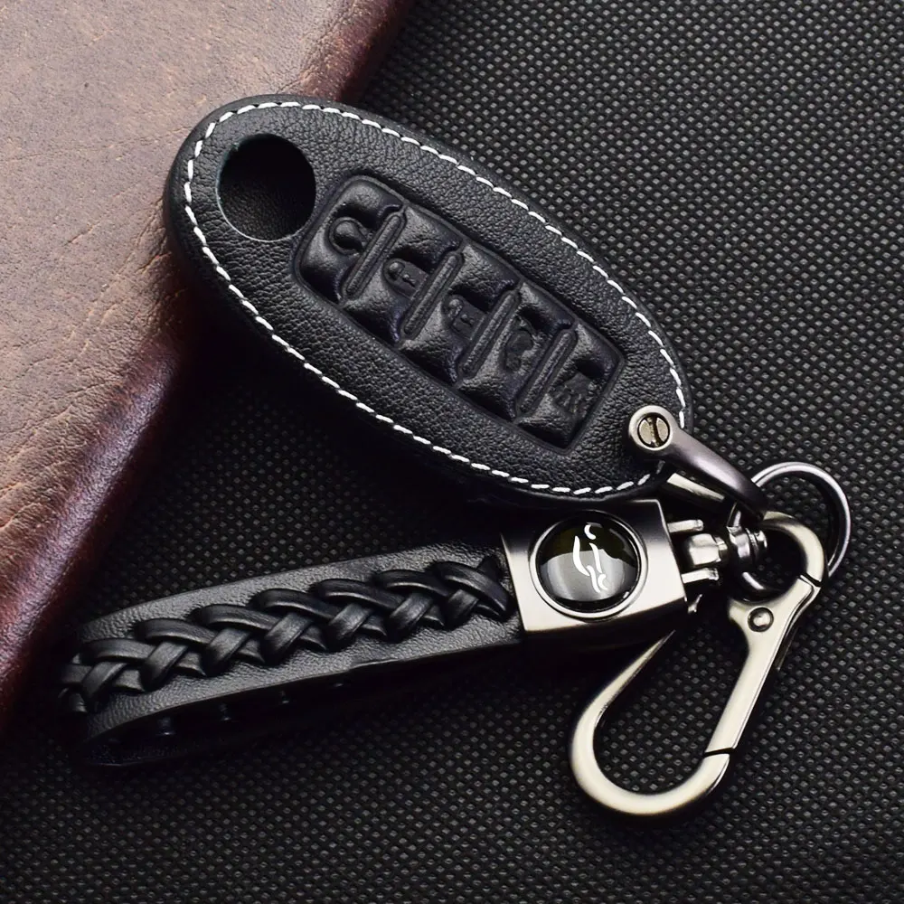 Leather Car Key Case Keychain For Nissan Altima Murano Maxima Patrol Armada Infiniti Q50 QX50 Q60 QX60 Smart Remote Fobs Cover