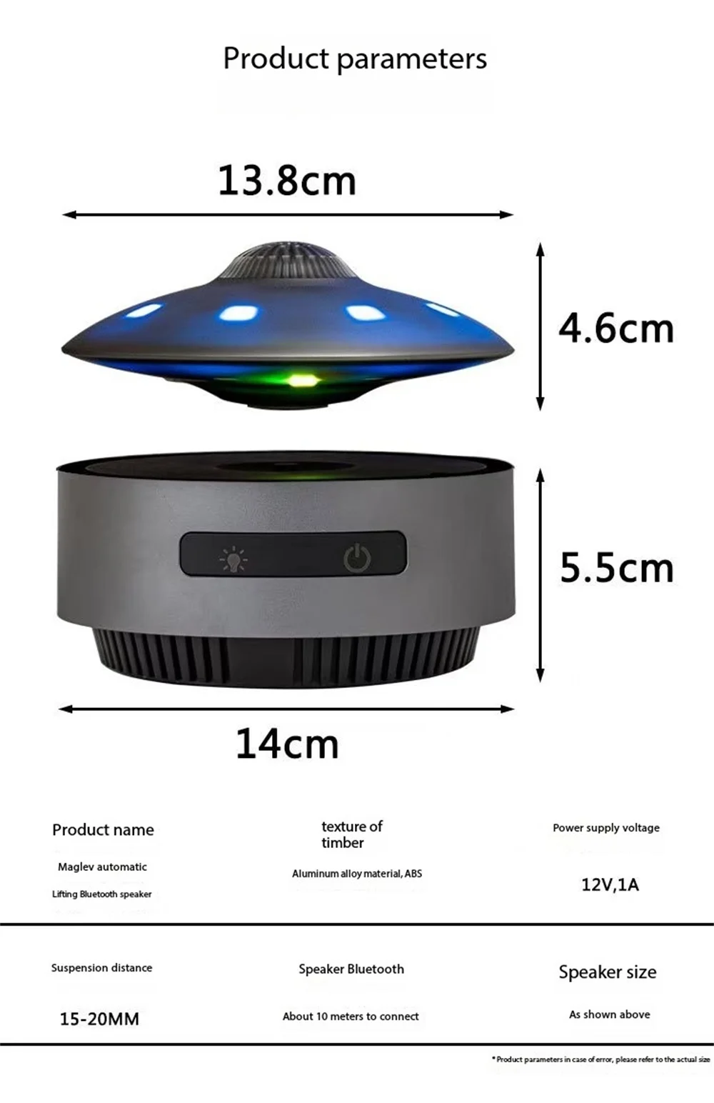 HCNT Maglev UFO Audio Bluetooth Black Technology Audio Desktop Decoration Christmas Gift Holiday Gift