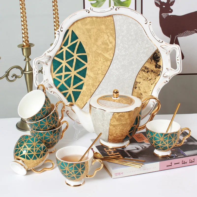 ceramic afternoon tea set, bone china water set, coffee cup, household living room cold kettle, heat-resistant cup