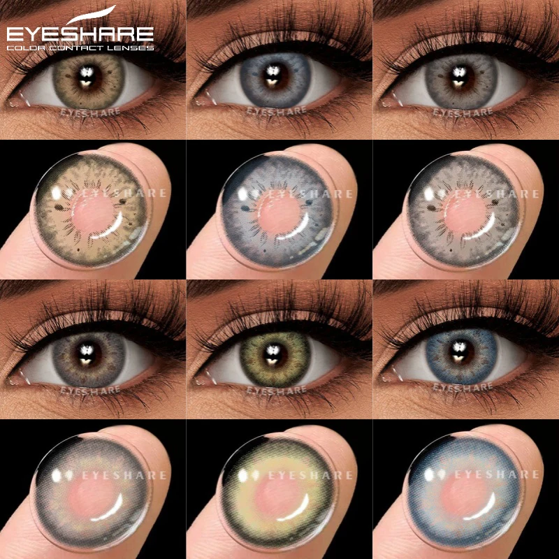 EYESHARE 2 Stück natürliche Farbkontaktlinsen für Augen, braune Linsen, Colorcon-blaue Linsen, jährliche Schönheit, Make-up, graue Augenkontakte