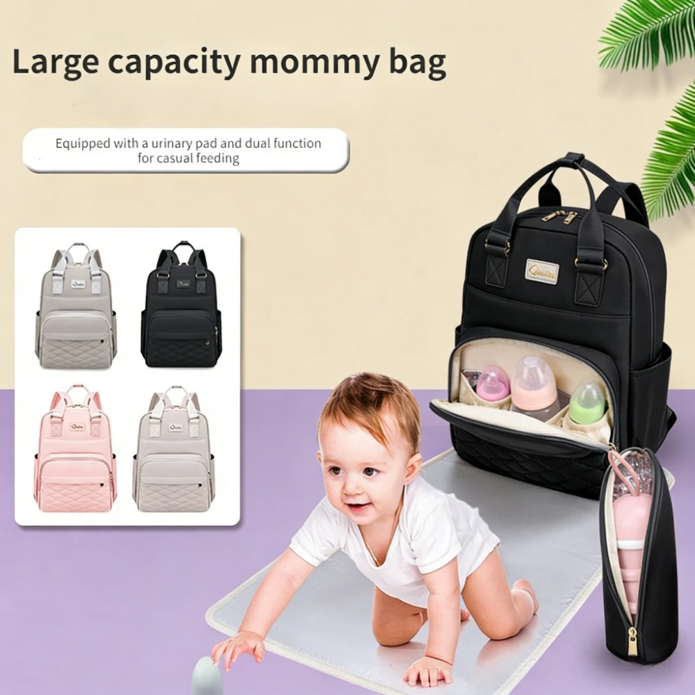 

Mom Dad Backpack with Changing Pads Pacifier Bag Stroller Hook Baby Diaper Bag Father Mommy Backpack for Women