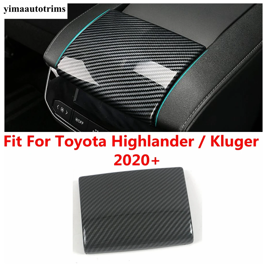 

Central Console Armrest Box Panel Frame Cover Trim For Toyota Highlander / Kluger 2020 - 2024 Carbon Fiber Accessories Interior