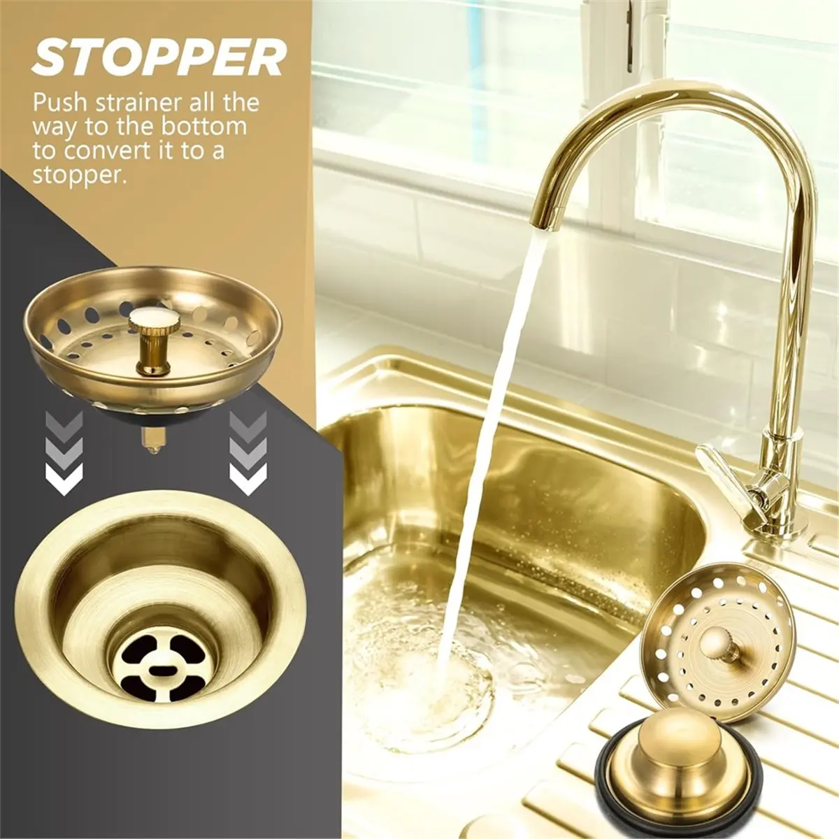 2 Pcs 3.5 Inch Kitchen Sink Strainer Stopper Stainless Steel Garbage Disposal Plug Sink Drain Strainer Basket Stopper