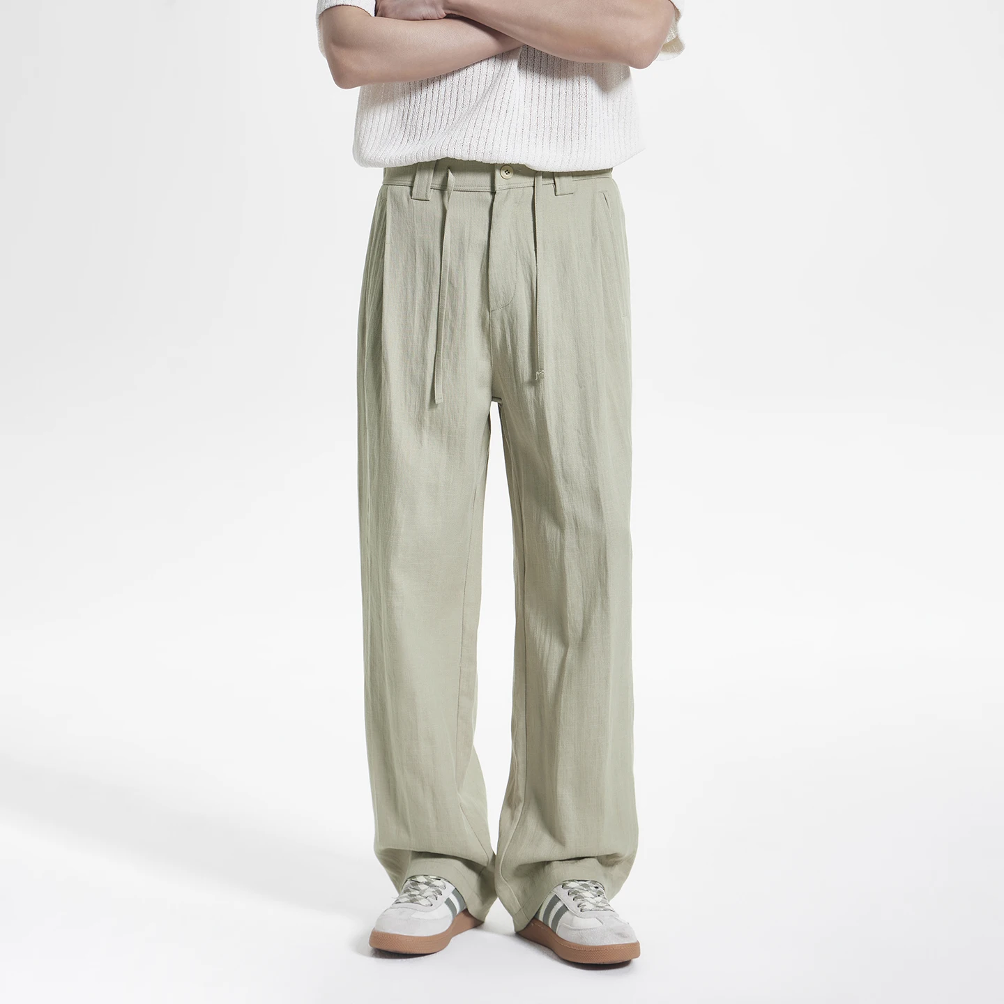 

Легкие повседневные брюки для мужчин в стиле Old Money, винтажные свободные деловые прямые брюки, мужские уличные модные брюки-модели.