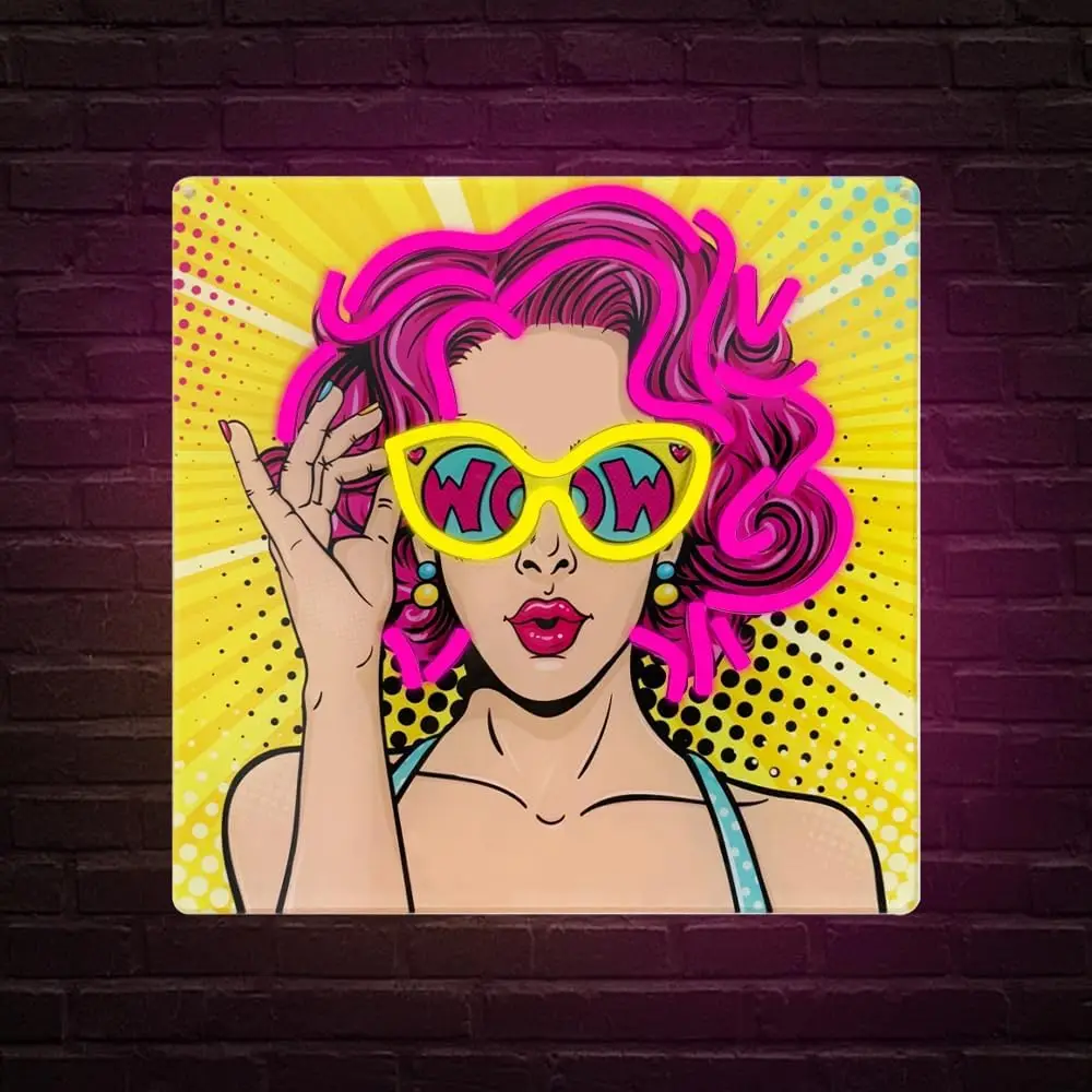 

Wow Lady Neon Signs for Wall Decor,Fashionable Woman Comic Neon Sign for Pop Art Wall Decor,Clothing Store,Bedroom,Business,Beach