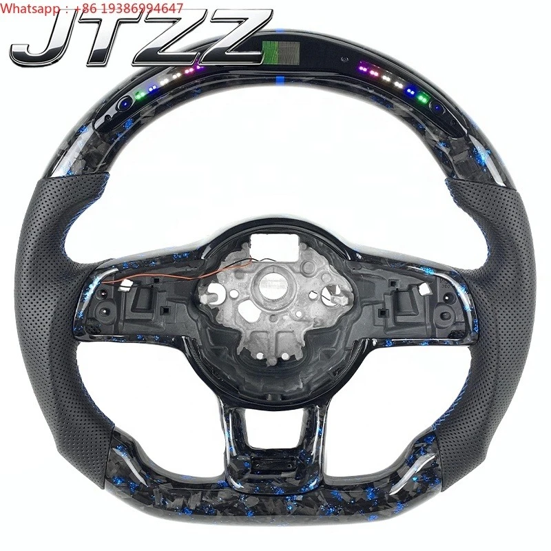For Volkswagen Golf MK7 R GTI 2015 2016 2018 19 Upgraded Forged Carbon Fiber Steering Wheel LED Display Automotive Interior