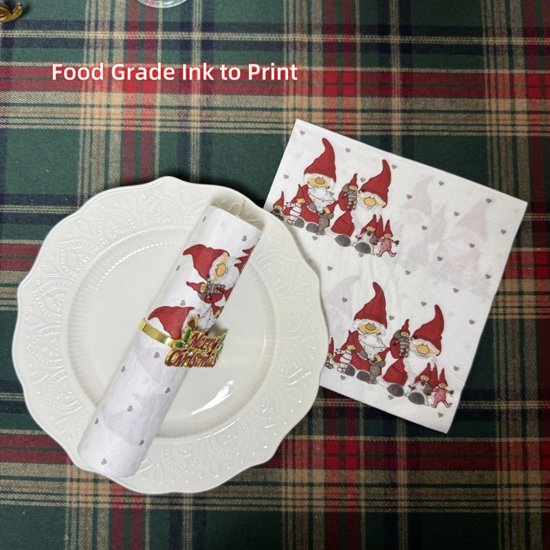 10/20pcs/P 33cm 2-Ply Christmas Snowman Printed Napkins Restaurant Baking Party Decoration Paper Placemats Wholesale Promotions
