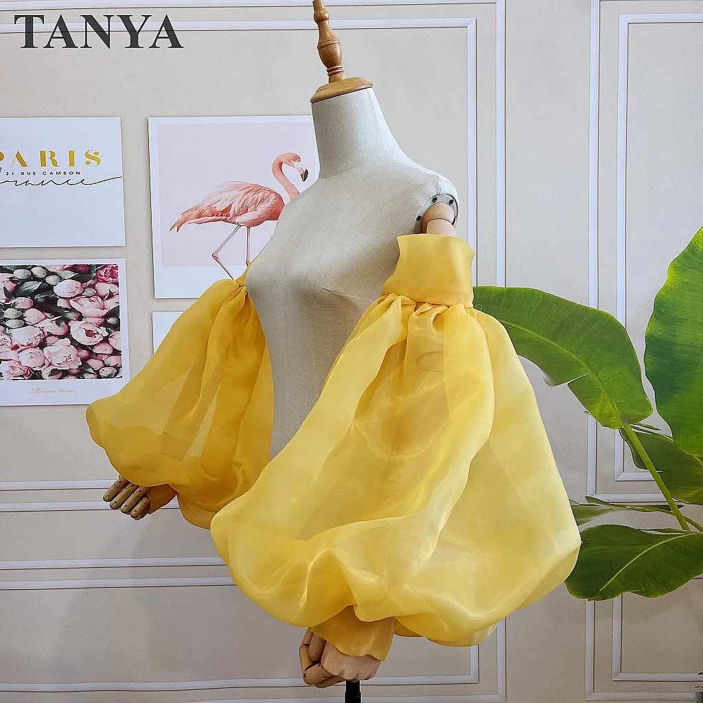 Gold Puffy Organza Sleeves Fashionable Arm Direcoation Bride Accessories Detachable Sleeve For