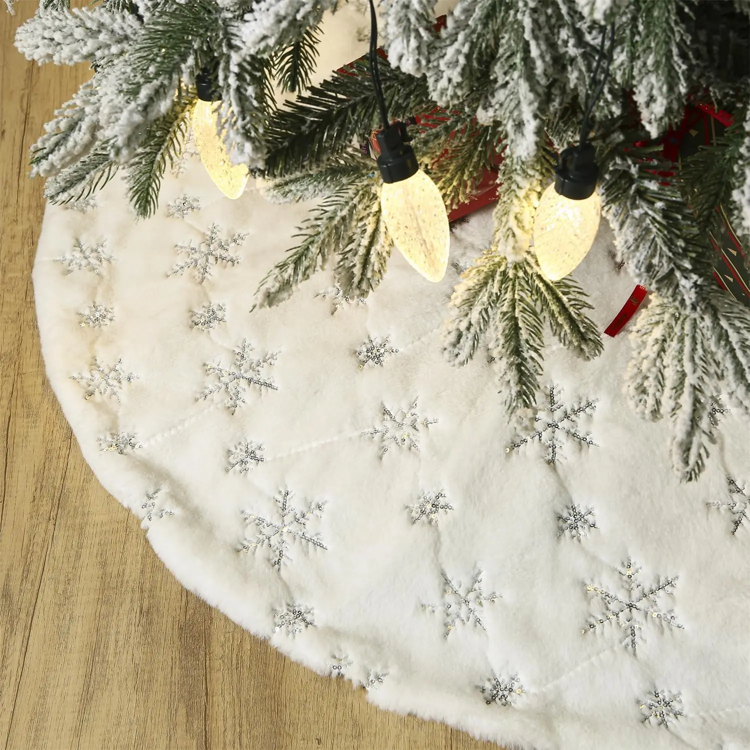 6 Pieces White Snow Tree Skirt | High-End Soft Classic Fluffy Christmas Skirts for Xmas Trees | Home Indoor Decorations Christma