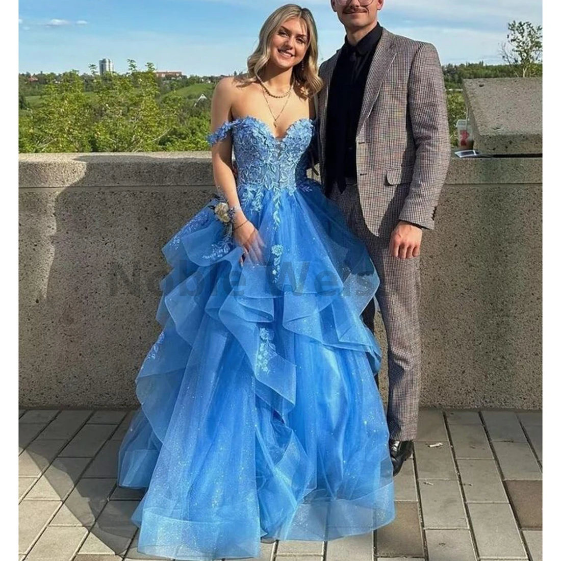 

Sweetheart Tulle Quinceanera Dresses Long Tiered Ball Gown Elegant Prom Wedding Guest Dress Customize