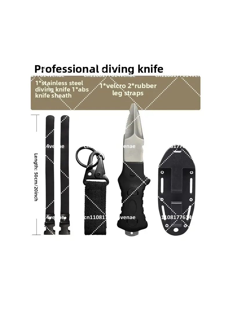 Multi-Purpose Stainless Steel Diving Knife for Underwater Net Cutting, Emergency Self-Rescue Tool for Divers and Swimmers view 5