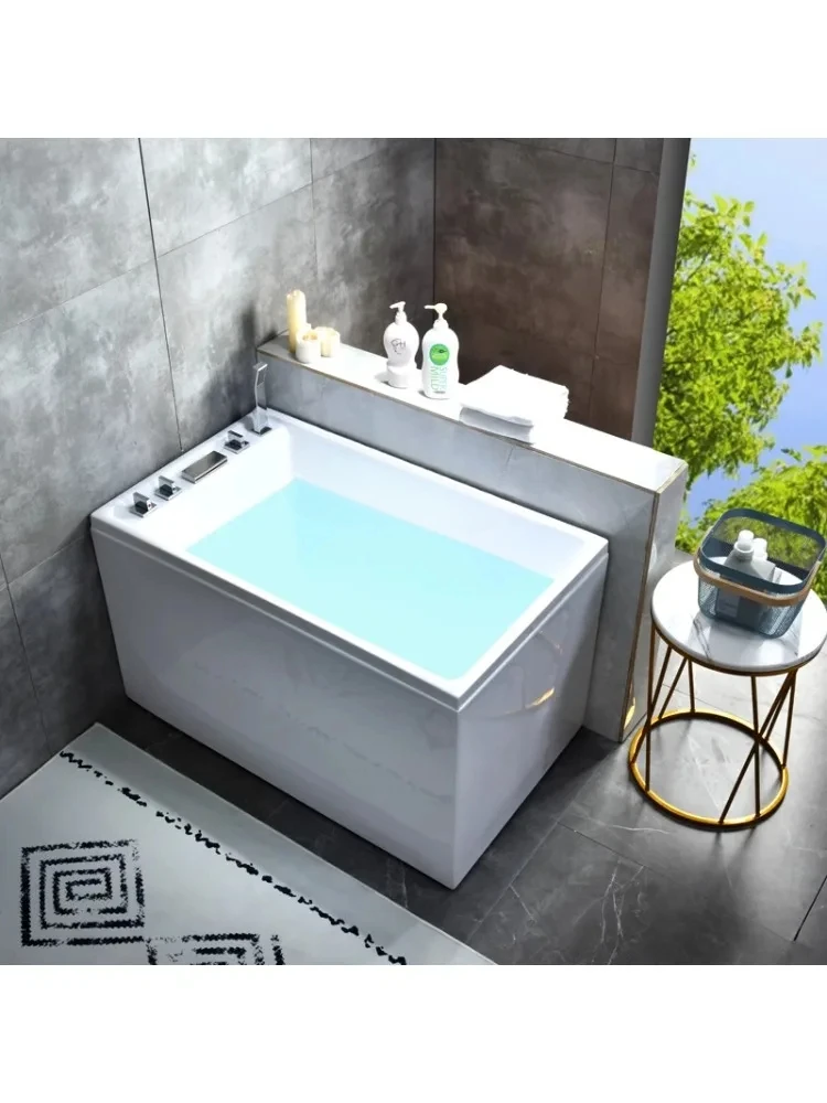 Japanese-Style Small Apartment Household Bathtub Square Deep Bubble Acrylic Mini Bathtub Independent Integrated home