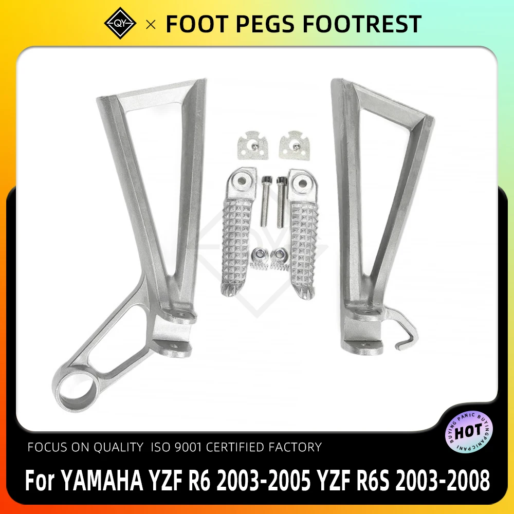 LQYL Motorcycle Rear Passenger Footrest Pegs Bracket For Yamaha YZF R6 2003-2005 YZF R6S 2003-2008 2005 2006 2007 Silver/Black