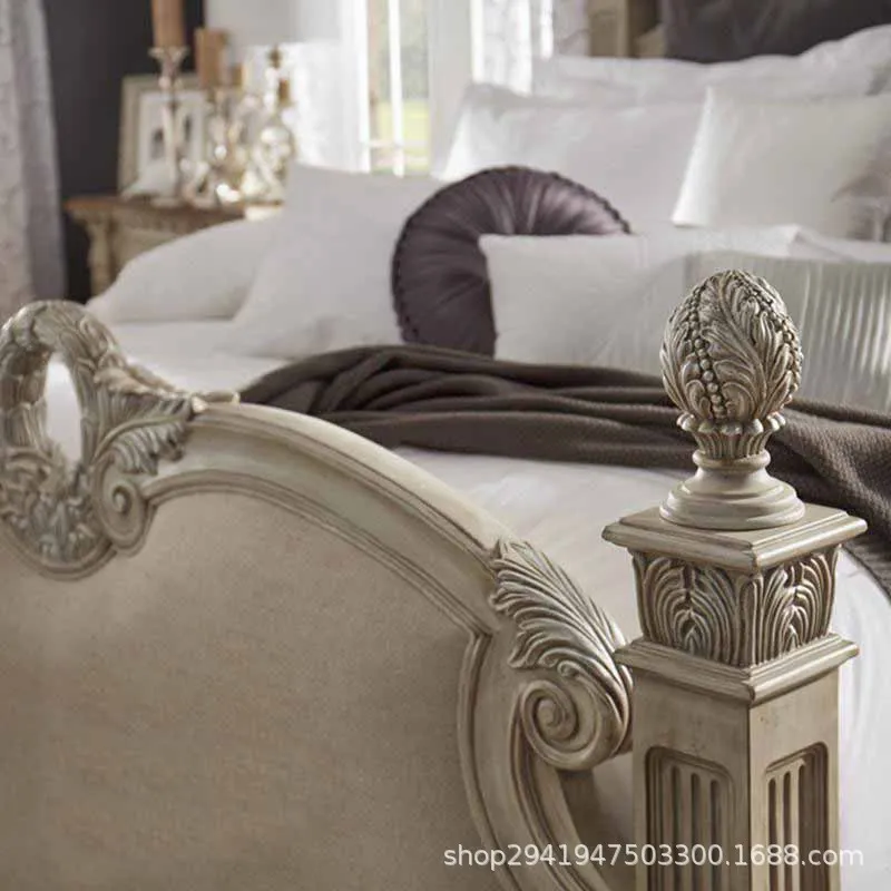 Solid wood oak bed carved 1.8 meters double wedding bed