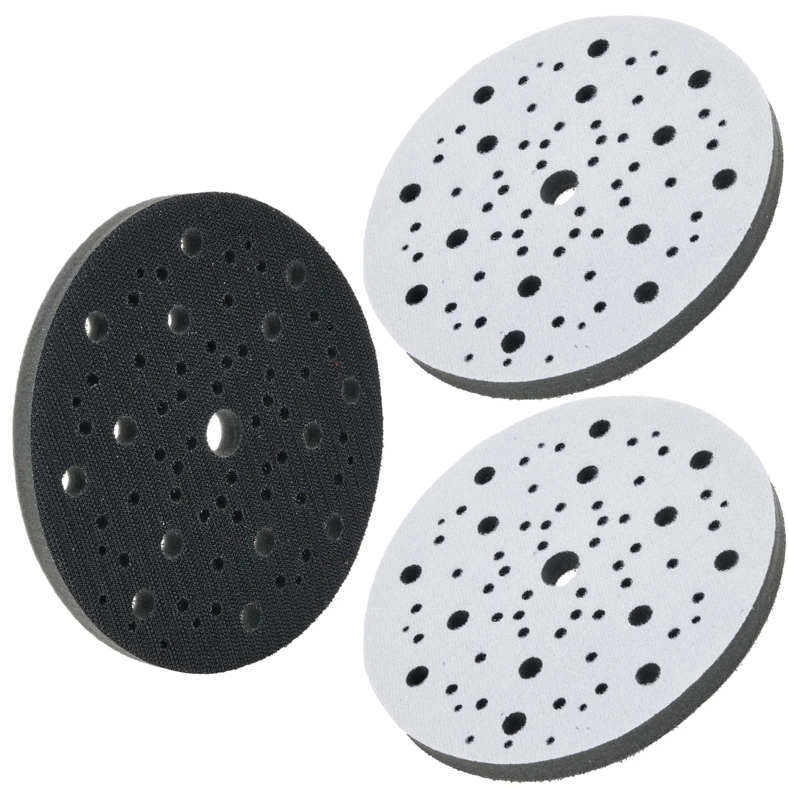 Almofadas de polimento de 6 polegadas, 70 furos, 150mm, esponja macia, discos de lixa, almofadas de interface, polimento suave e lixamento, 3 peças