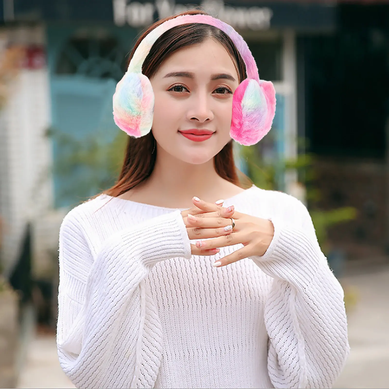 Women's Winter Ear Muffs Heart Shaped Warm Ear Cover Thick Comfortable Design for Active Outdoor Sports Cold Weather
