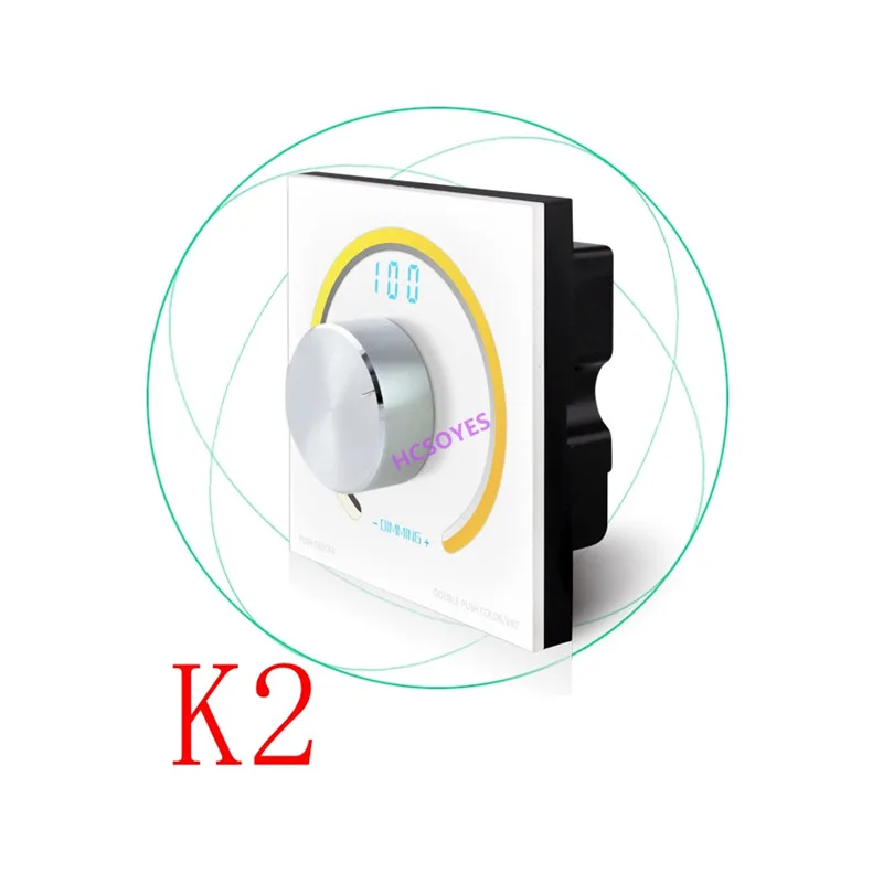 K2 /T2 DC12V - 24V Rotary CCT touch panel dimmer Switch knob RF wireless remote Knob panel color temperature controller