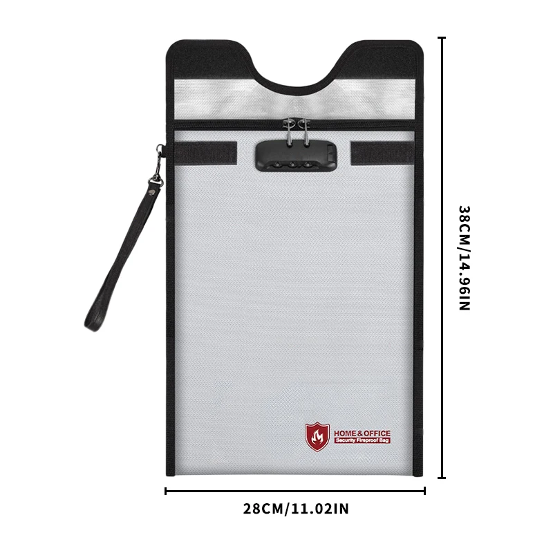 Fireproof Waterproof Document Bag With Zipper Combination Lock Anti-Theft Faraday Protection For Passport Money Electronics
