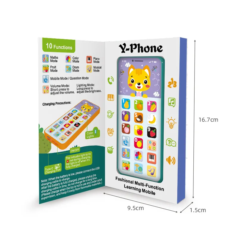 Children's English Mobile Phone Toy Yphone Simulation Phone Early Education Educational English Rechargeable Learning Machine