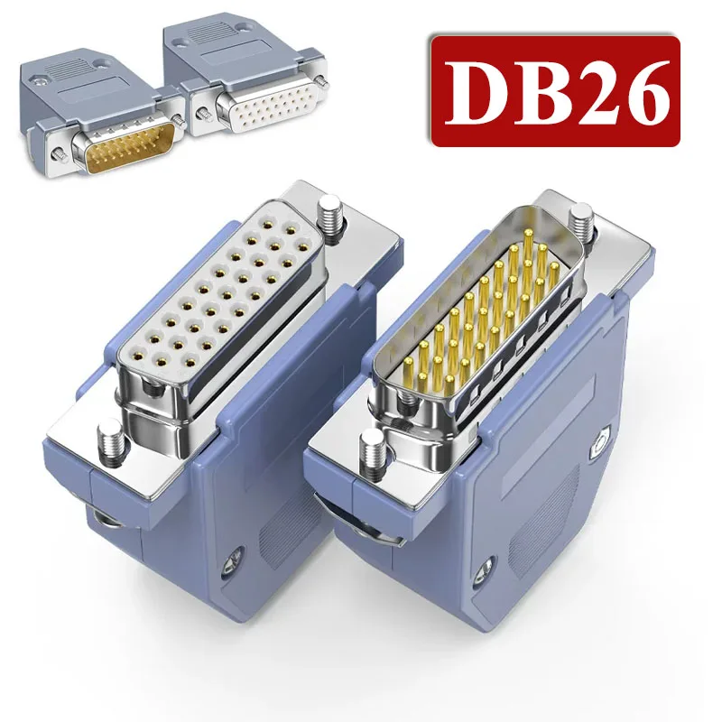 Male Female DB26 Connector DB 26-pin Welding Wire Parallel Port Plug 3 Rows of 26Pin Soldering Connectors SUB DB26H with Shell