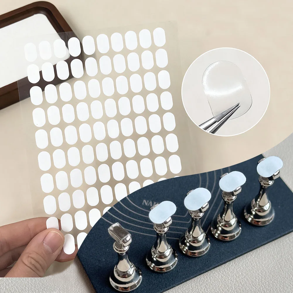 100 Spitzen/Blatt zum Aufdrücken, doppelseitiges Gelee-Klebeband, Nagelkleber für Nägel, Tipps, Halter, transparente Aufkleber, Maniküre-Kunst-Display-Ständer, Traceles
