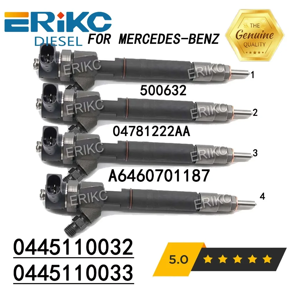 4PC 0445110033 Diesel Injector 0445110032  500632 04781222AA A6460701187 for MERCEDES-BENZ 0445 110 032, 0445 110 033