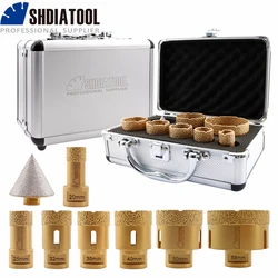 SHDIATOOL 8pcs/box Drilling Milling Bits Kit M14 Tile Marble Crown Set 20/25/32/35/40/50/68mm Hole Opener+50mm Diamond Chamfer