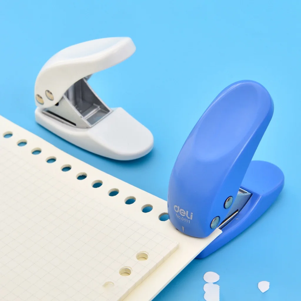 DELI Mini Paper Punch portatile formato 1 perforatrice 6mm 10 fogli materiale scolastico per ufficio