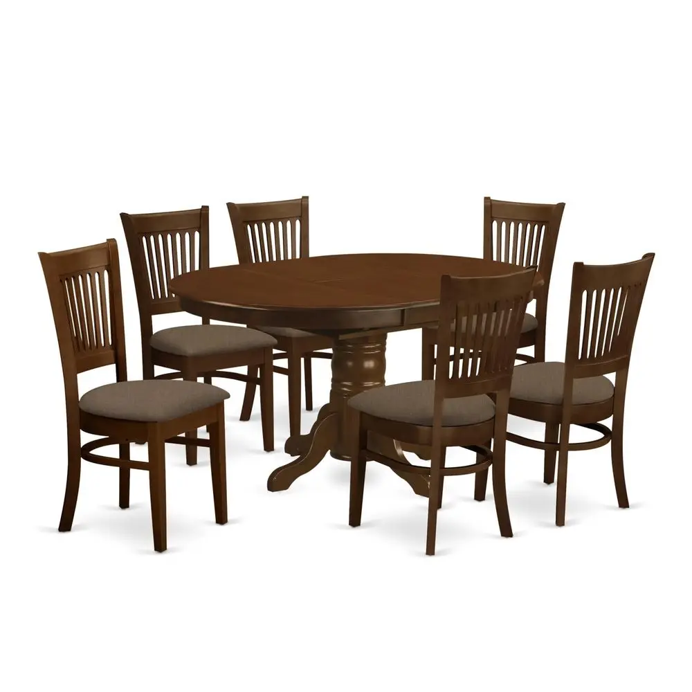 

KEVA7ESPC 7 Piece Kitchen Table amp Chairs Set Consist of an Oval Dining Room Table with Butterfly Leaf and 6 Linen Fabric Upho