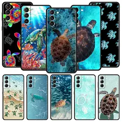 lovely Cartoon sea turtle ocean blue Phone Case For Samsung Galaxy S24 S23 S22 S20 Ultra S21 FE 5G S10 S9 Plus S10E S8 Cover