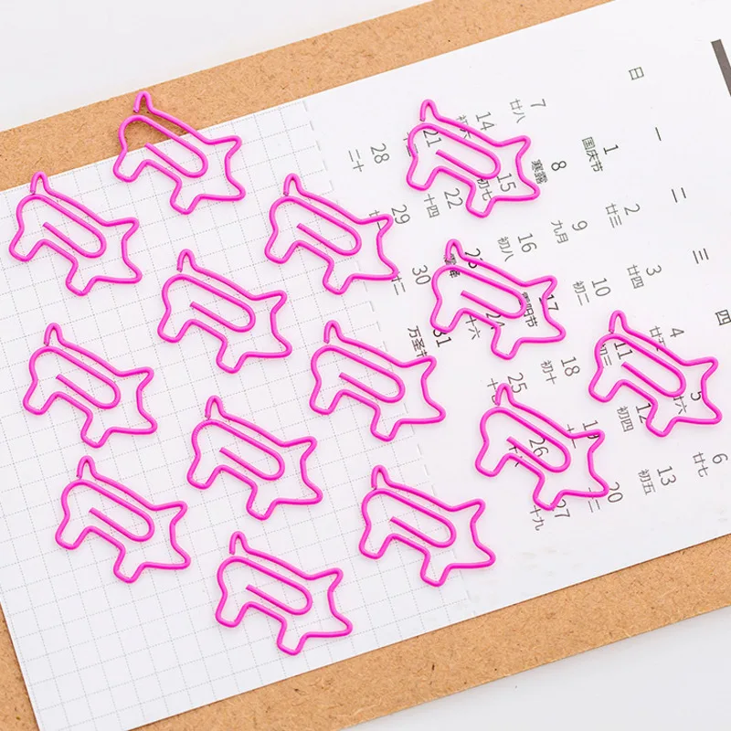 10 Piece Lytwtw's Cute Animal Pink Pig Bookmark Paper Clips School Office Supply Metal Gift Stationery decorative photo Lovely