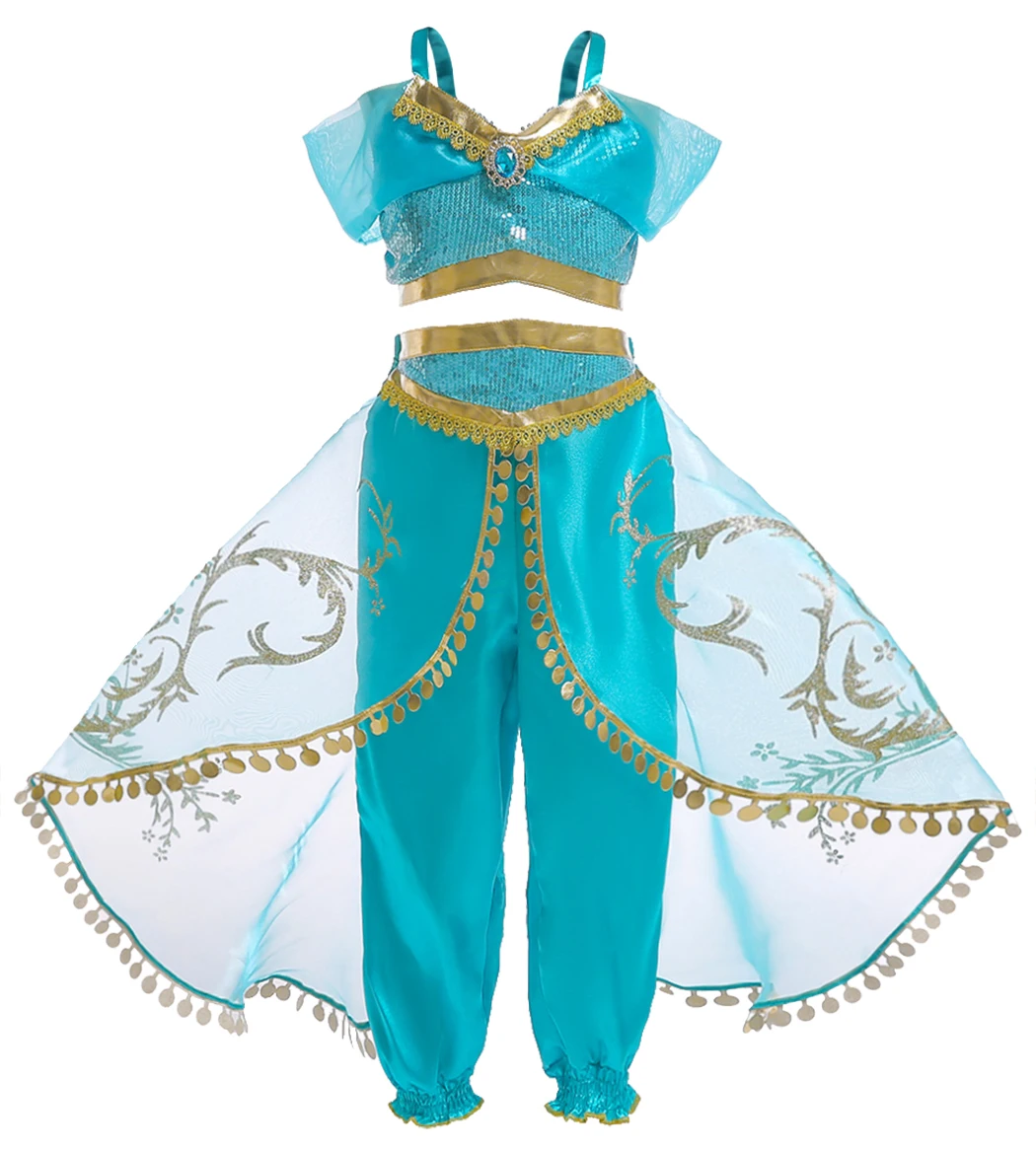 Jurepecia Costume da principessa araba per ragazze vestire compleanno Halloween Cosplay Party Dress Up