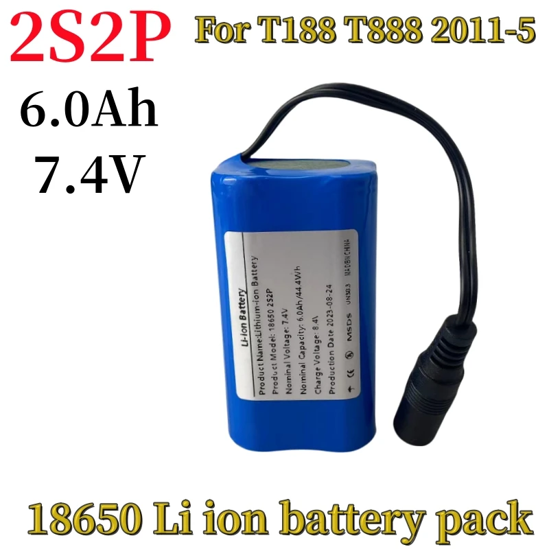 

2S2P 18650 7.4V 6000mAh Li-ion Battery Pack,For Remote Control Fish Finder Fishing Bait Boat Spare Parts RC Toys Accessories Bat