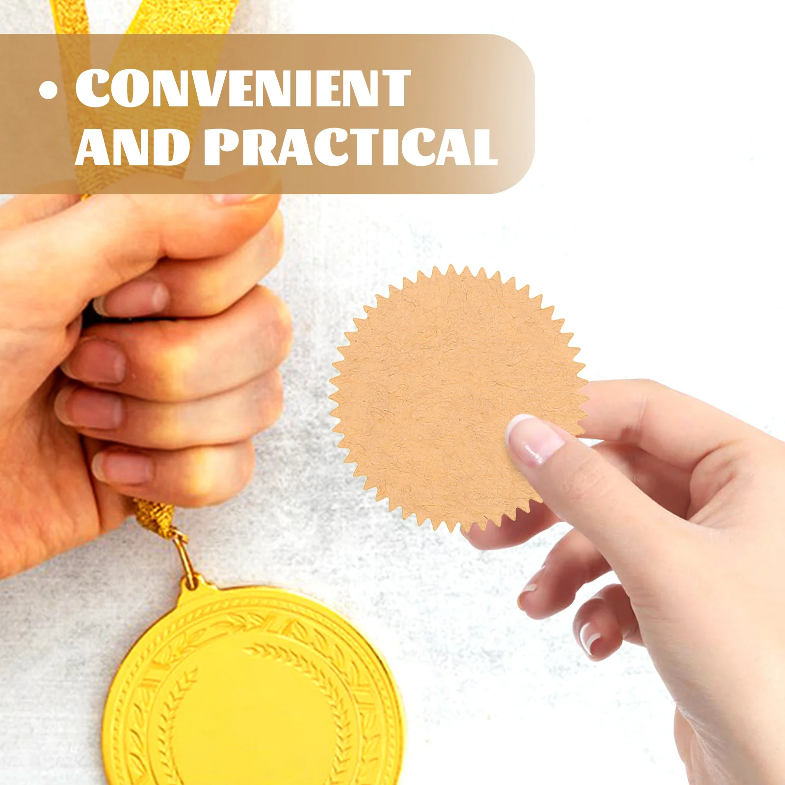 Autocollants d'empreintes digitales en acier, 45mm, étiquettes créatives marron doré pour certificats de diplômes, fournitures de remise de diplôme, 100 pièces