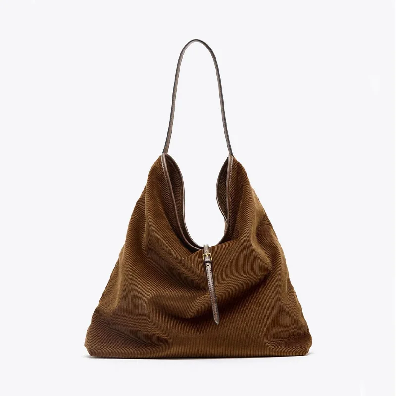 

Autumn and winter fashion new women's solid color corduroy handbag retro casual soft large capacity shoulder bag shopping handba