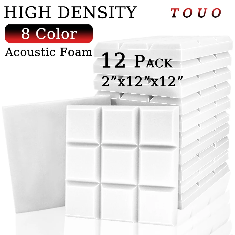 

TOUO Soundproof Foams 12 Pcs Wall Soundproofing For Music Studio Sound Insulation Treatment Foam Panels Home Accessories