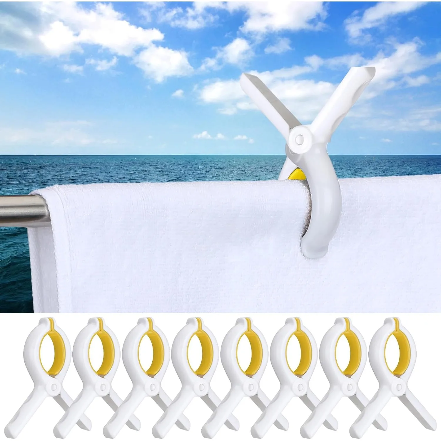 8 Pack Marine Boat Rail Towel Clips Storm Proof Clips Pontoon Boat Towel Organizer Accessories Multi-Purpose Outdoor Laundry
