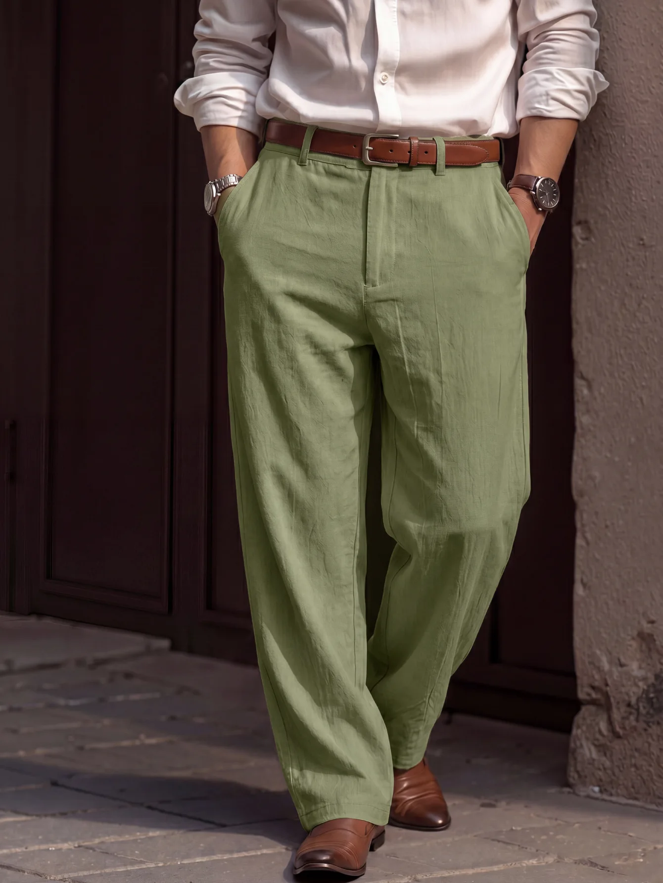 Straight Leg Linen Pants2026 Spring and Autumn New Simple Cotton Blended Solid Color Versatile Casual Pants for Men