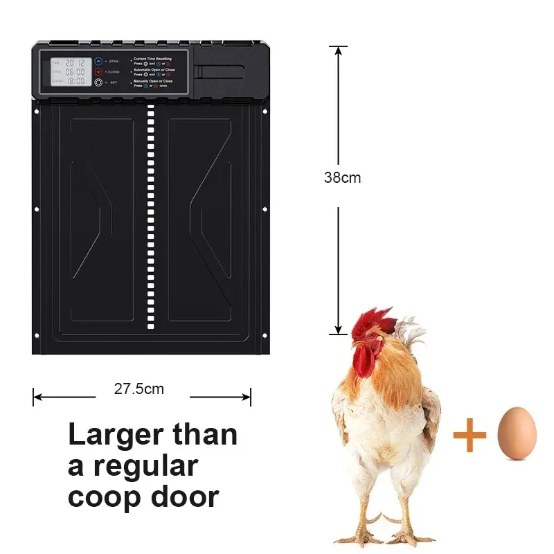 Large Automatic Chicken Coop Door With Timer LCD 3 AA Battery Operated Battery Excluded Farm Use
