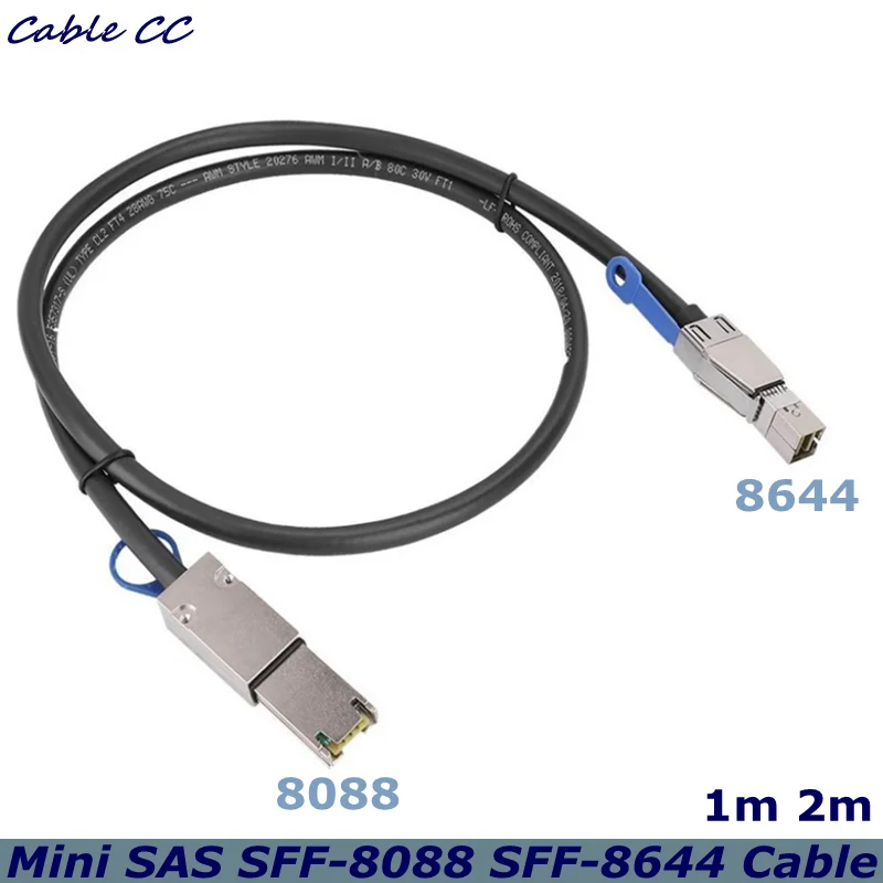 100cm 200cm  SAS 3.0 High Speed SFF 8088 External Mini SAS to Mini SAS High Density HD SFF-8644 data server Raid Cable