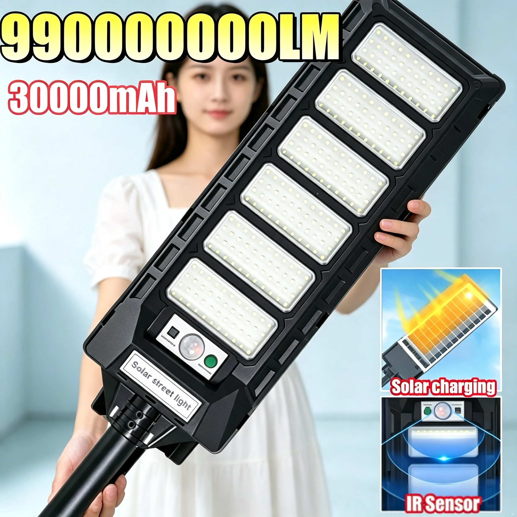 990000000LM External Solar Lamp 30000mAh Solar Sensor Wall Light IP67 Waterproof Outdoor Solar Lantern For Patio Garden Street