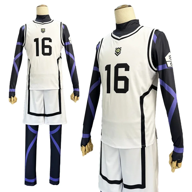 HOLOUN Blue Lock Anime Cosplay Costume Wig NAGI Bachira Isagi Barou White Football Training Uniform Daily Wear Rose Net Sythetic