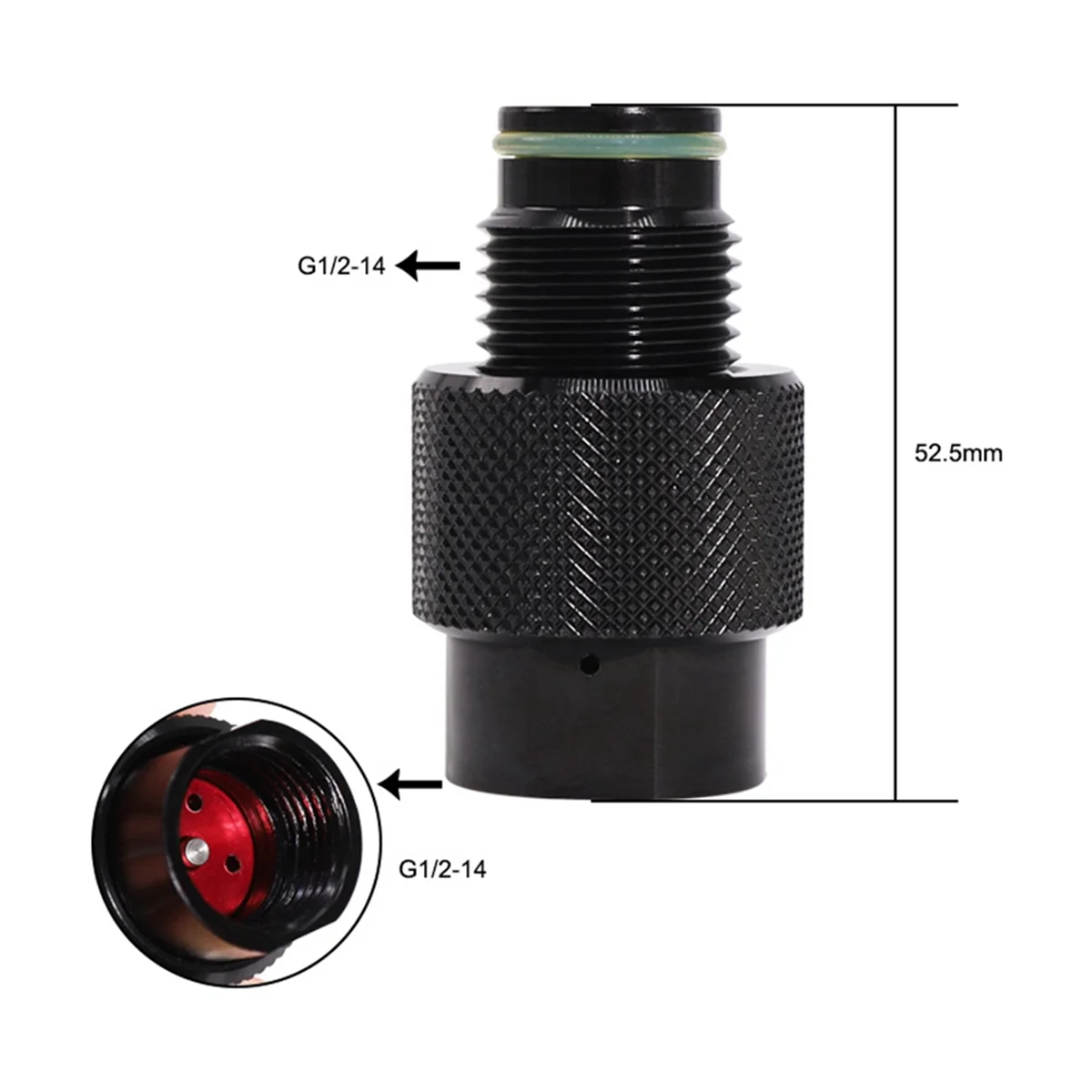 HPA Tank Regulator Valve ON/OFF ASA Adaptor G1/2-14 Thread Saver,CO2/Compressed Air Pin Valve Depressor Adapter