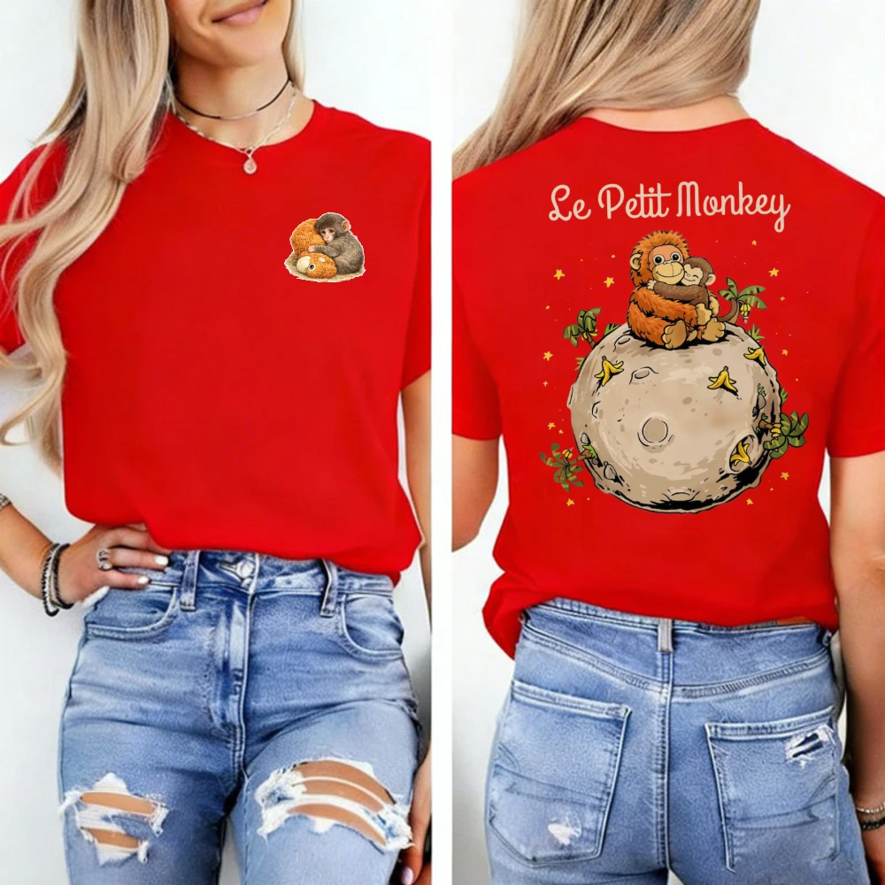 Team Punch Shirt Brave Japanese Macaque Kawaii Little Baby Monkey Plush T-Shirt Emotional Support Lovely Regular Short Sleeve