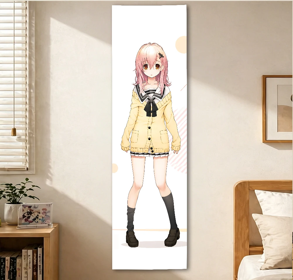 Kimi to Kanojo to Kanojo no Koi Vertikaler langer Wandteppich, Anime-Schulmädchen-Wandbehang, gelbes Cardigan-Charakterbanner für – Detail 5